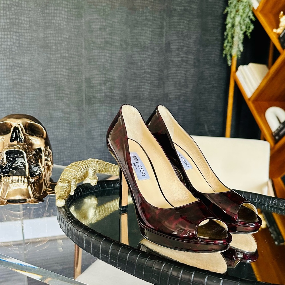 Jimmy Choo Tortoiseshell Peep Toe Pumps NWOB